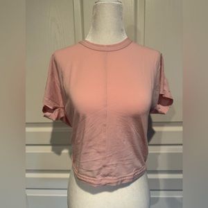 Lululemon Pink Cropped Short Sleeve Tee Open Back Size 4